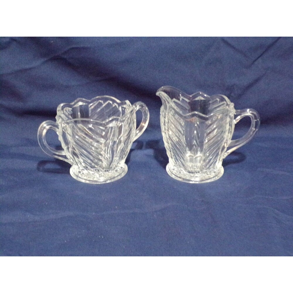Vintage Indiana Glass Breakfast Creamer & Open Sugar Set Pattern #303